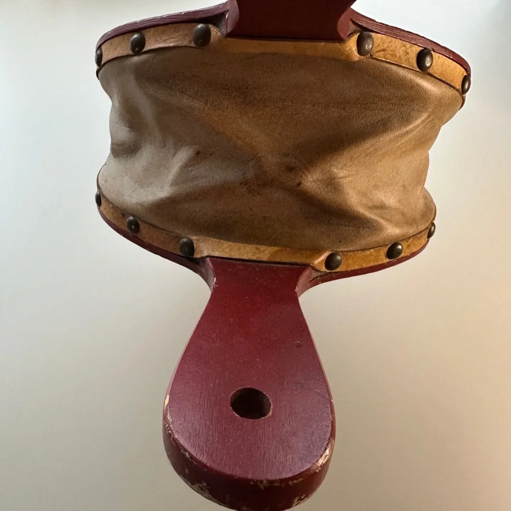Vintage Scandinavian Original‎ Hand Painted Wood & Leather Fireplace Bellows